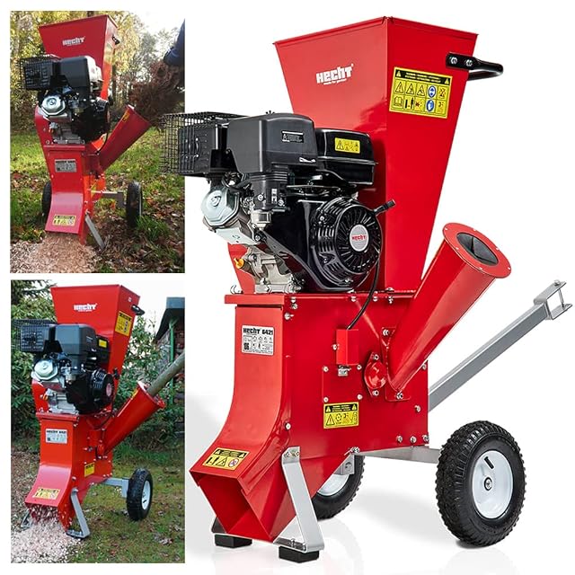 Broyeur de jardin thermique HECHT avec moteur de 389 cm³, deux hottes et pneumatiques