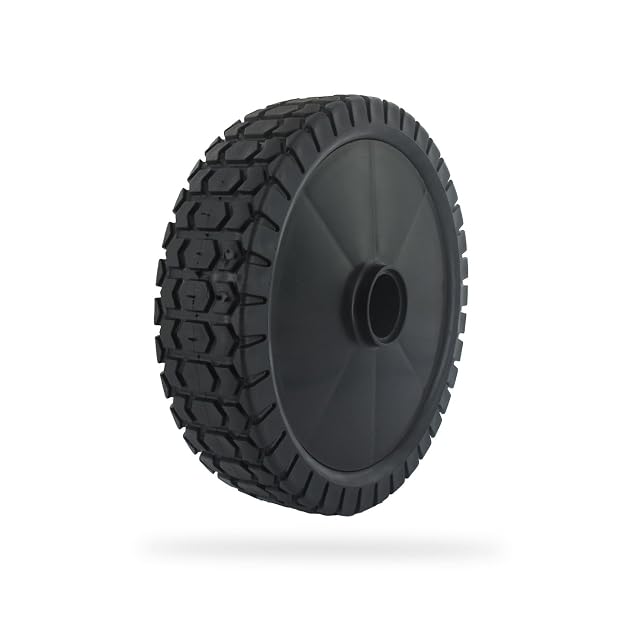 Roue de tondeuse universelle GREENSTAR de 200 mm en plastique avec bagues de réduction et enjoliveur