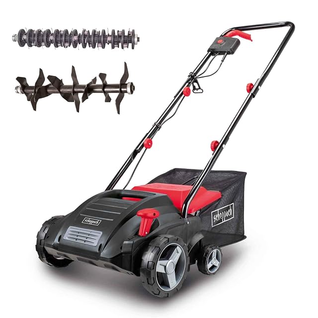 Scarificateur électrique Scheppach SC32 avec largeur de travail de 32 cm et bac de 30 litres