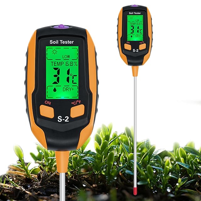 Testeur de sol cinq en un avec grand écran LCD rétroéclairé
