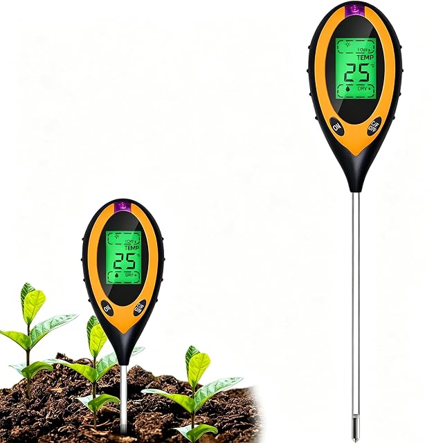 Testeur de sol quatre en un avec sonde en alliage d’aluminium et écran LCD