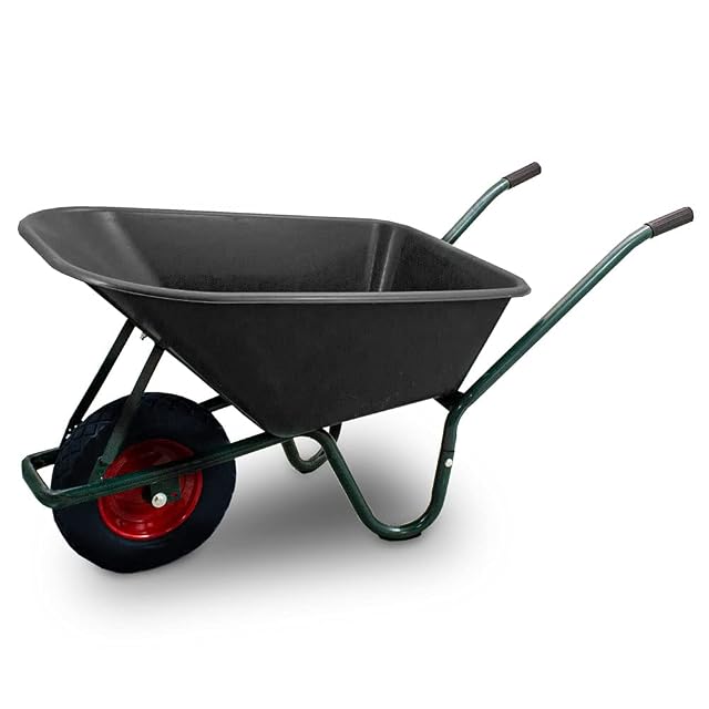 Brouette avec caisse en PVC noir et roue pleine en polyuréthane